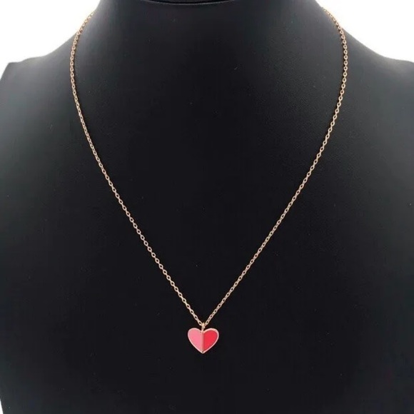Kate Spade Heritage Red & Pink Heart Pendant with Beautiful Rose Gold Chain - Picture 4 of 7